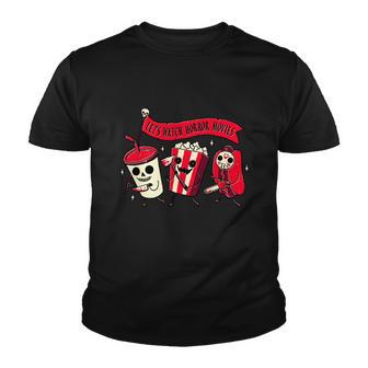 Funny Halloween Lets Watch Horror Movies Theater Food Tshirt Youth T-shirt - Monsterry UK