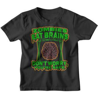 Funny Halloween Zombies Eat Brains Calm Down You Are Safe Youth T-shirt - Thegiftio UK