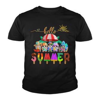 Funny Hello Summer Colorful Gnome Beach Vacay Summertime V2 Youth T-shirt - Thegiftio UK