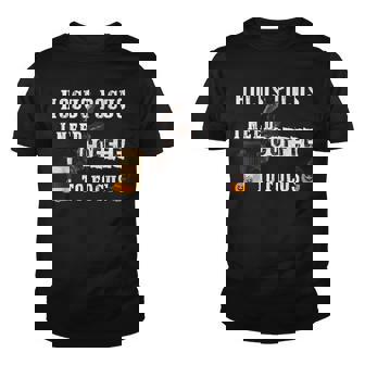 Funny Hocus Pocus I Need Coffee To Focus Halloween Witch Youth T-shirt | Seseable UK