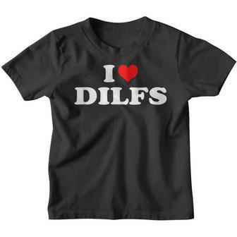 Funny I Love Dilfs I Heart Dilfs Red Heart Cool Youth T-shirt - Thegiftio UK
