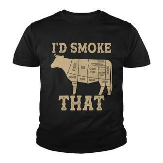Funny Id Smoke That Cattle Meat Cuts Tshirt Youth T-shirt - Monsterry