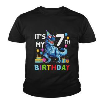 Funny Kids Its My 7Th Birthday Gift Happy 7 Year Trex Gift Youth T-shirt - Monsterry