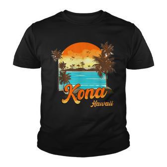 Funny Kona Hawaii Beach Summer Vacation Palm Sunset Youth T-shirt - Thegiftio UK