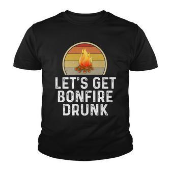 Funny Lets Get Bonfire Drunk Camping Campfire Outdoor Youth T-shirt - Thegiftio UK
