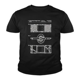 Funny Onewheel Retro Vintage Onewheel Patent Drawing Youth T-shirt | Mazezy