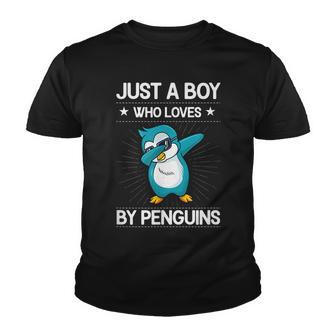 Funny Penguin Lovers Just A Boy Who Loves Dabbing Penguins Youth T-shirt - Thegiftio UK
