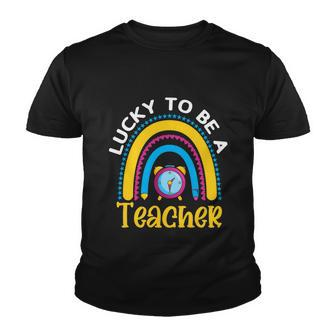 Funny Rainbow Lucky To Be A Teacher Back To School Youth T-shirt - Thegiftio UK