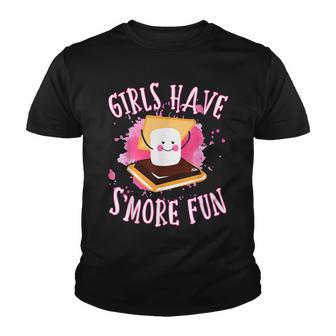 Funny Smores Camping Girls Have Smore Fun Camper Glamping V2 Youth T-shirt - Thegiftio UK