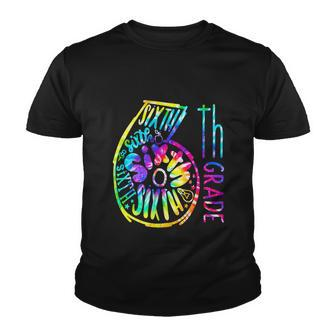 Funny Tie Dye Six 6Th Grade Typography Back To School Youth T-shirt - Monsterry