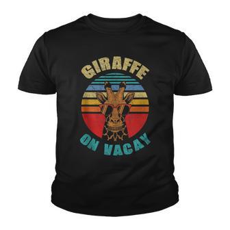 Funny Vintage Giraffe On Vacay Mode Summer Vacation Vibes Youth T-shirt - Thegiftio UK