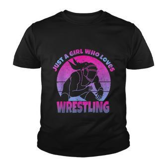 Funny Wrestling Girl Gift Wrestler I Just A Girl Who Loves Wrestling Gift Youth T-shirt - Thegiftio UK