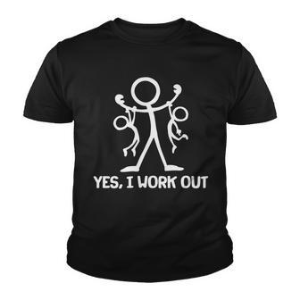 Funny Yes I Work Out Parents And Kids Tshirt Youth T-shirt - Monsterry AU
