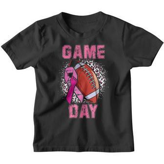 Game Day Tackle Cancer Football Pink Breast Cancer Awareness Youth T-shirt - Thegiftio UK