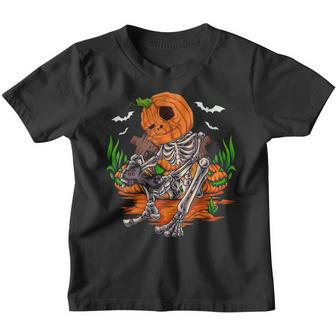 Gaming Halloween Skeleton Jack O Lantern Gamer Boys Kids Men Youth T-shirt - Thegiftio UK