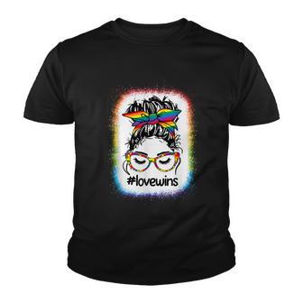 Gay Pride Messy Bun Rainbow Love Wins Lgbt Lgbtq Lesbian Youth T-shirt - Monsterry AU