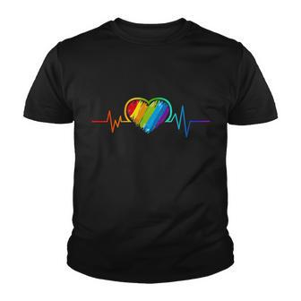 Gay Pride Rainbow Heartbeat Pulse Tshirt Youth T-shirt - Monsterry AU
