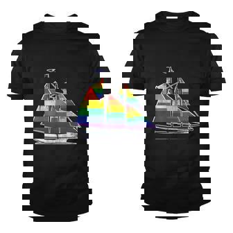 Gay Pride Sailboat Lgbt Lgbtq Rainbow Flag Youth T-shirt - Monsterry