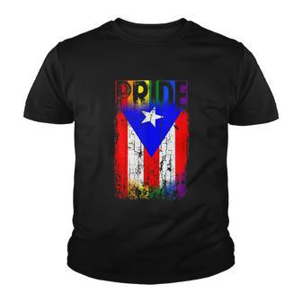 Gay Puerto Rico Rican Flag Gay Pride Flag Pr Lgbt Distressed Graphic Design Printed Casual Daily Basic Youth T-shirt - Thegiftio UK