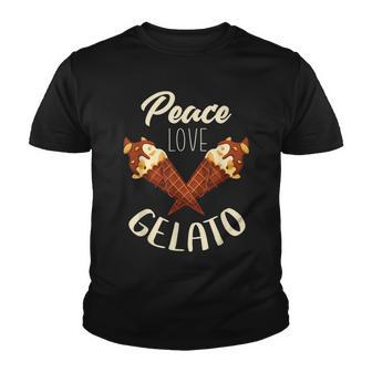 Gelato Peace Love Gelato Quote Ice Cream Gelateria Youth T-shirt - Thegiftio UK