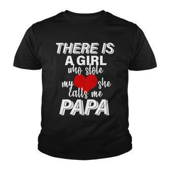 Girl Who Stole My Heat Calls Me Papa Fathers Day Tshirt Youth T-shirt - Monsterry