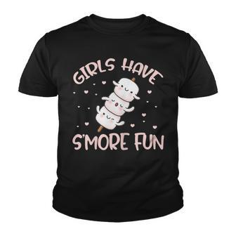 Girls Have Smore Fun Camping Camper Cute Marshmallows Youth T-shirt - Thegiftio UK