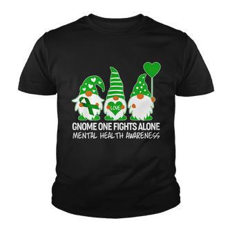 Gnome One Fights Alone Mental Health Awareness Youth T-shirt - Monsterry