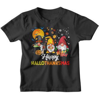 Gnomes Halloween Thanksgiving Christmas Happy Hallothanksmas V18 Youth T-shirt - Thegiftio UK