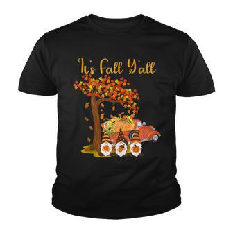 Gnomes Its Fall Yall Truck Pumpkin Tree Autumn Halloween Youth T-shirt - Seseable