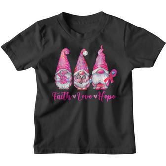 Gnomes Pink Warrior Faith Hope Love Breast Cancer Awareness V6 Youth T-shirt - Thegiftio UK