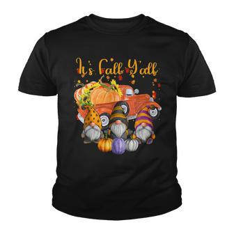 Gnomes Pumpkin Its Fall Yall Autumn Truck Cute Halloween Youth T-shirt - Seseable