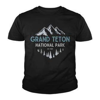 Grand Teton National Park Est 1929 Vintage National Park Wy V2 Youth T-shirt - Thegiftio UK