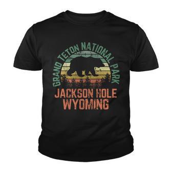 Grand Teton National Park Jackson Hole Wyoming Bear Vintage V2 Youth T-shirt - Thegiftio UK