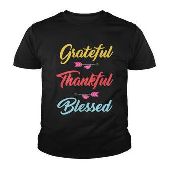 Grateful Thankful Blessed Tshirt Youth T-shirt - Monsterry