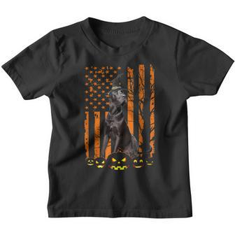 Great Dane Dog Pumpkin American Flag Vintage Halloween Witch Youth T-shirt - Thegiftio UK