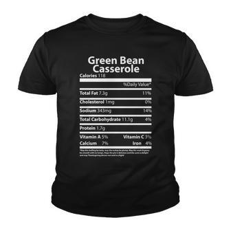 Green Bean Casserole Nutritional Facts Funny Thanksgiving Youth T-shirt - Monsterry