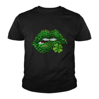Green Lips Sexy Irish Leopard Shamrock St Patricks Day Graphic Design Printed Casual Daily Basic Youth T-shirt - Thegiftio