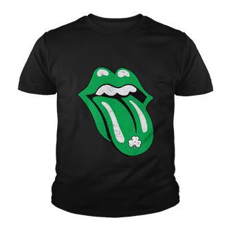 Green Lips Tongue Irish Shamrock St Patricks Day Gift Youth T-shirt - Monsterry AU