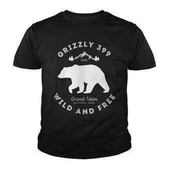 Grizzly 399 Wild & Free Grand Teton National Park V2 Youth T-shirt - Thegiftio UK