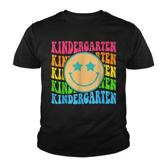 Groovy Kindergarten Vibes Face Retro Teachers Back To School Youth T-shirt - Thegiftio UK