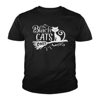 Halloween Black Cats Only - White Version Design Youth T-shirt - Seseable