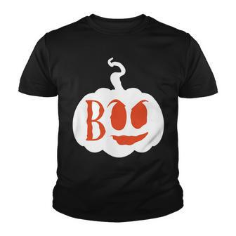 Halloween Boo - Pumpkin Orange And White Youth T-shirt - Seseable