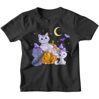 Halloween Cats Anime Cat Kawaii Neko Pumpkin Cat Lover Witch V3 Youth T-shirt - Thegiftio