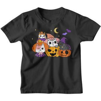 Halloween Cats Anime Cat Kawaii Neko Pumpkin Cat Lover Witch V7 Youth T-shirt - Thegiftio UK