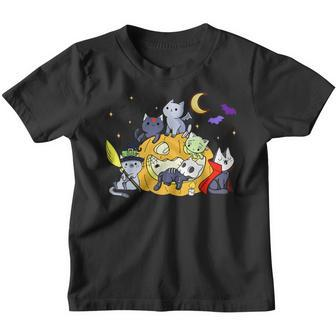 Halloween Cats Anime Cat Kawaii Neko Pumpkin Cat Lover Witch V8 Youth T-shirt - Thegiftio UK