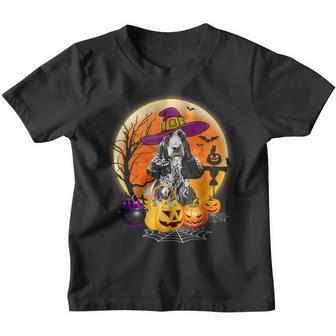 Halloween English Cocker Spaniel Dog Moon With Pumpkin Funny Youth T-shirt - Thegiftio UK