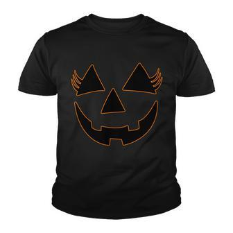 Halloween Jack-O-Lantern With Lashes Tshirt Youth T-shirt - Monsterry