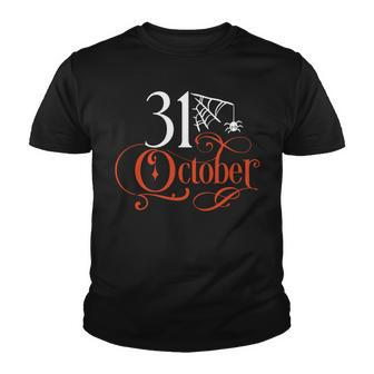 Halloween October 31 Orange And White Youth T-shirt - Seseable