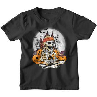 Halloween Skeleton Gamer Boys Kids Funny Video Gamer Youth T-shirt - Thegiftio UK