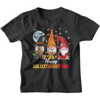 Halloween Thanksgiving Christmas Happy Hallothanksmas Gnomes V21 Youth T-shirt - Thegiftio UK